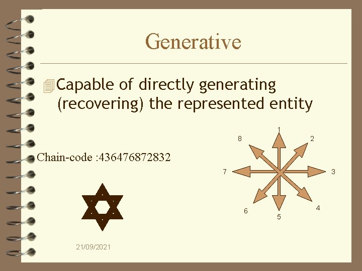 Generative 4 Capable of directly generating (recovering) the represented entity 1 8 2 Chain-code