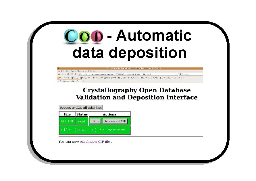 COD - Automatic data deposition 