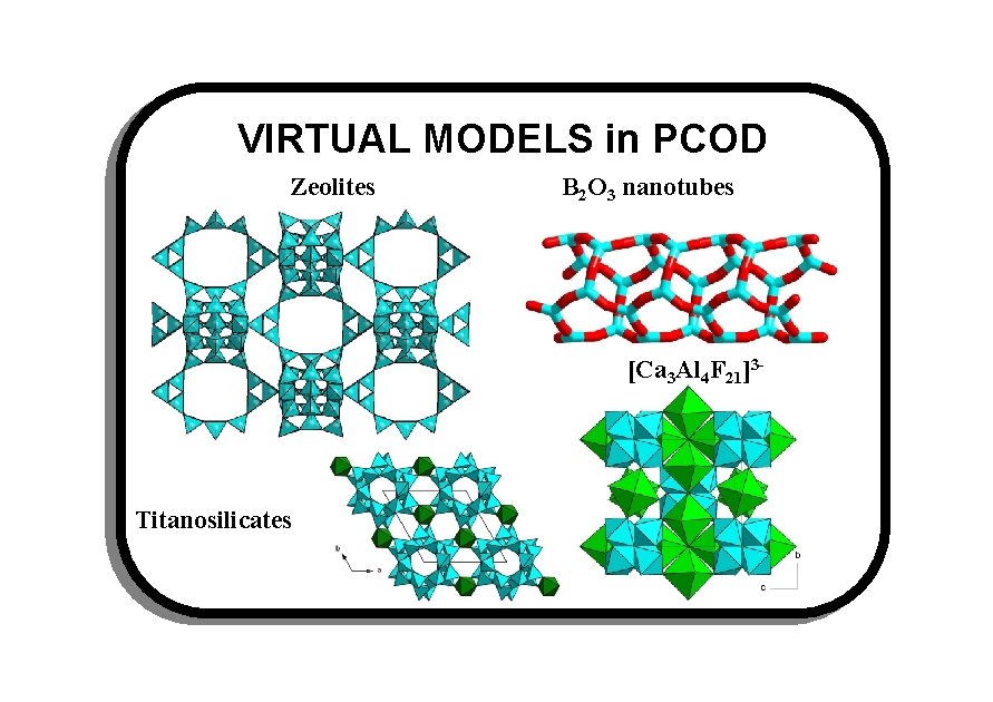 VIRTUAL MODELS in PCOD Zeolites B 2 O 3 nanotubes [Ca 3 Al 4