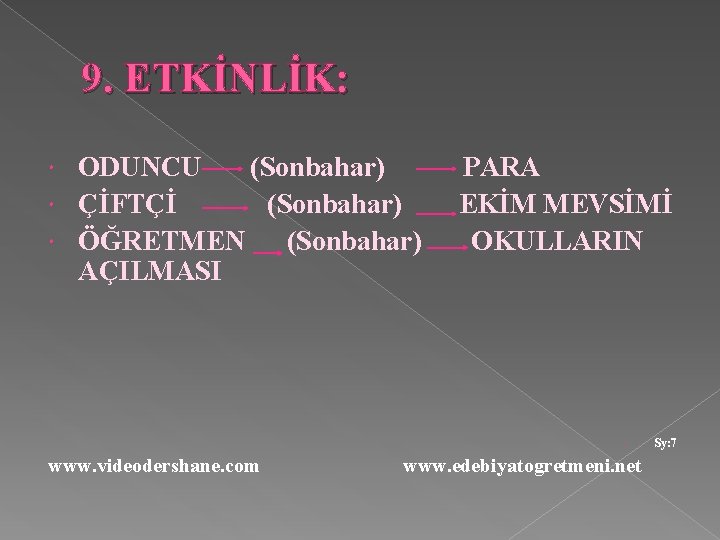 9. ETKİNLİK: ODUNCU (Sonbahar) ÇİFTÇİ (Sonbahar) ÖĞRETMEN (Sonbahar) AÇILMASI PARA EKİM MEVSİMİ OKULLARIN www.