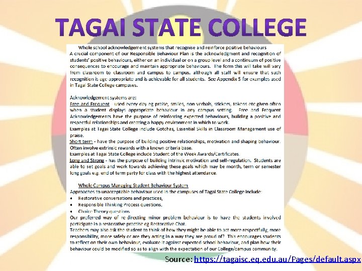 Source: https: //tagaisc. eq. edu. au/Pages/default. aspx 