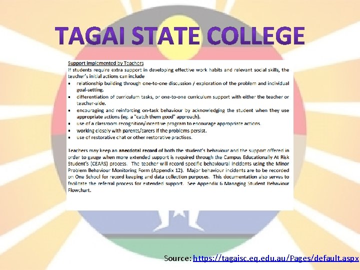 Source: https: //tagaisc. eq. edu. au/Pages/default. aspx 