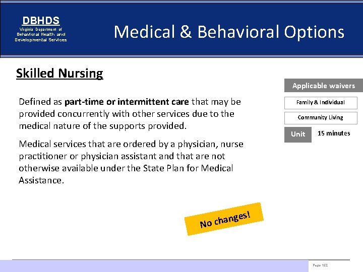 DBHDS Virginia Department of Behavioral Health and Developmental Services Medical & Behavioral Options Skilled