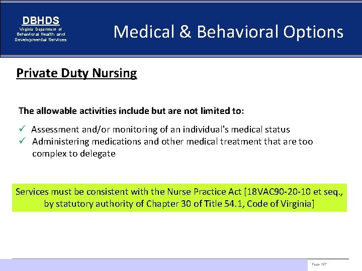 DBHDS Virginia Department of Behavioral Health and Developmental Services Medical & Behavioral Options Private