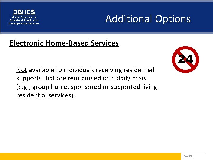 DBHDS Virginia Department of Behavioral Health and Developmental Services Additional Options Electronic Home-Based Services