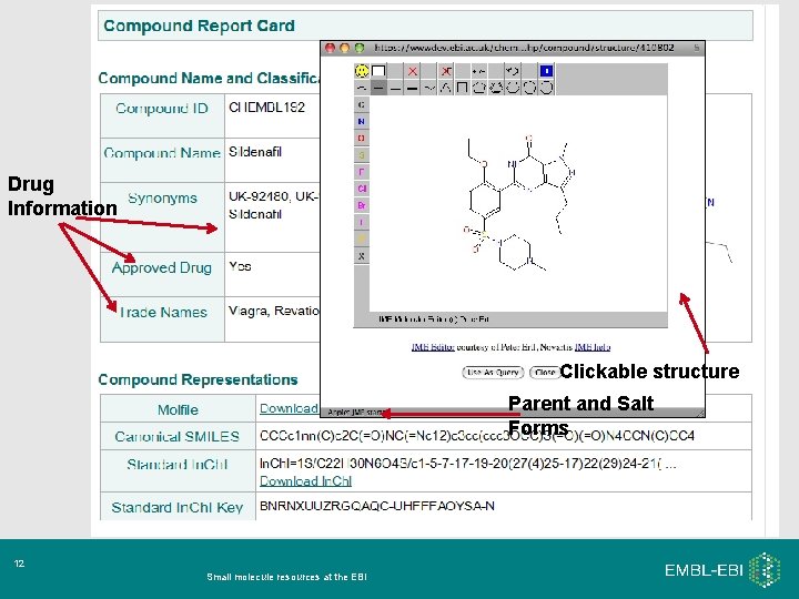 Drug Information Clickable structure Parent and Salt Forms 12 Small molecule resources at the Drug Information Clickable structure Parent and Salt Forms 12 Small molecule resources at the