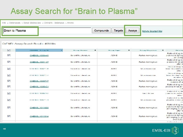Assay Search for “Brain to Plasma” 44 Assay Search for “Brain to Plasma” 44