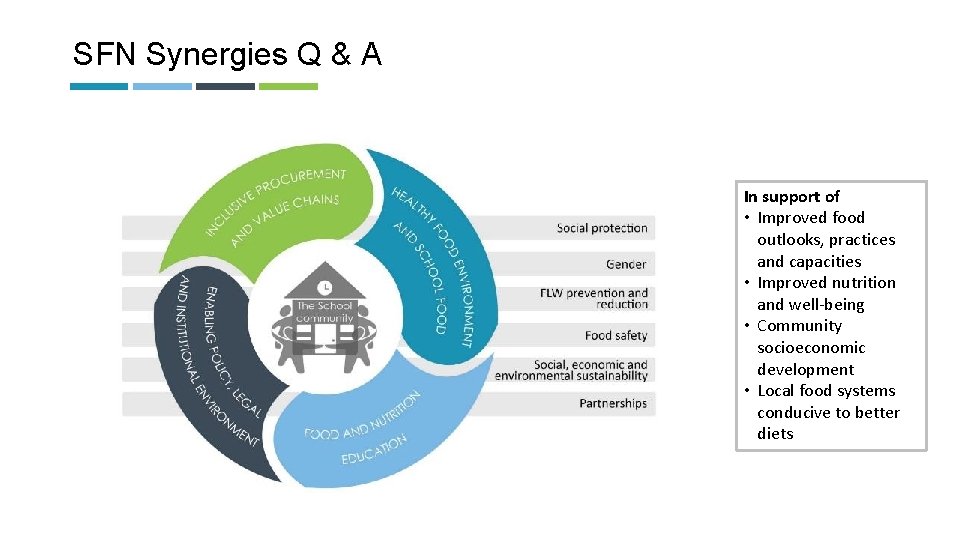 SFN Synergies Q & A In support of • Improved food outlooks, practices and