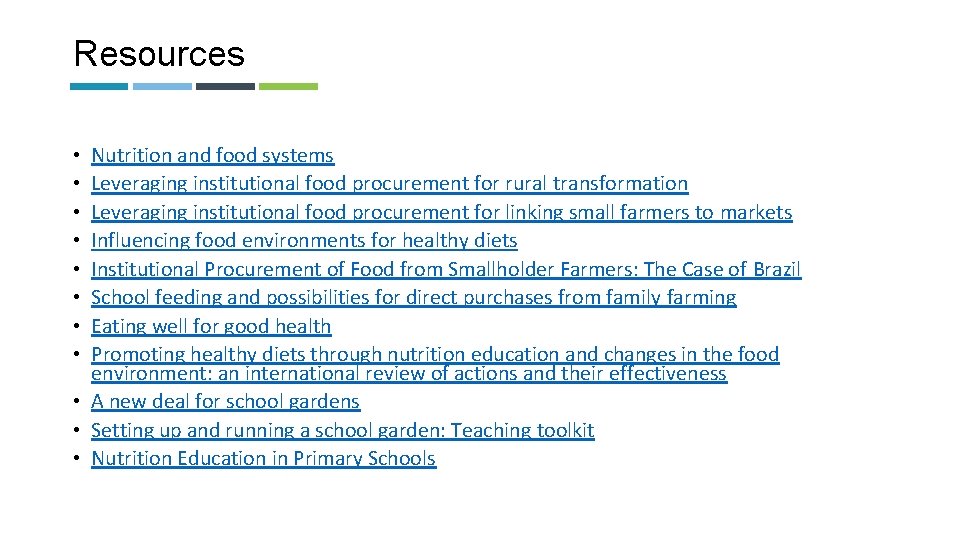 Resources Nutrition and food systems Leveraging institutional food procurement for rural transformation Leveraging institutional