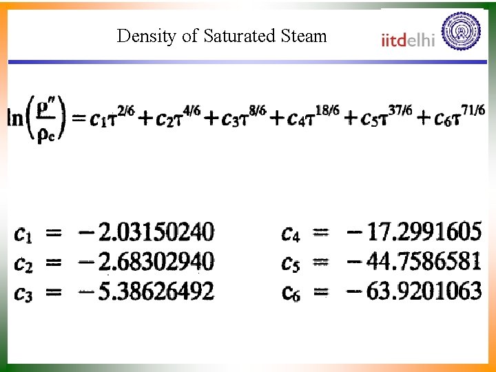 Density of Saturated Steam 