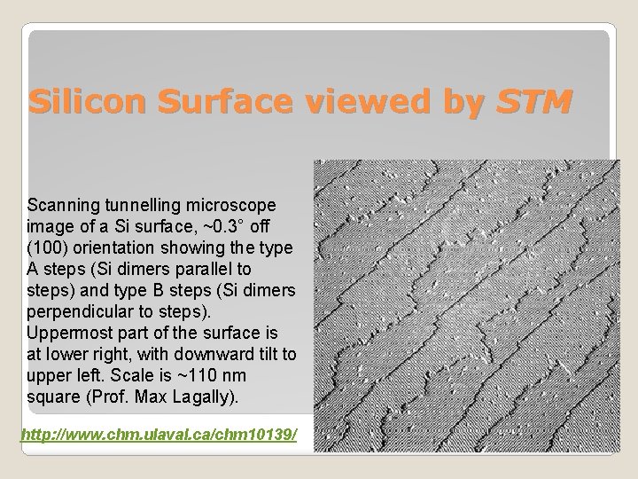 Silicon Surface viewed by STM Scanning tunnelling microscope image of a Si surface, ~0.