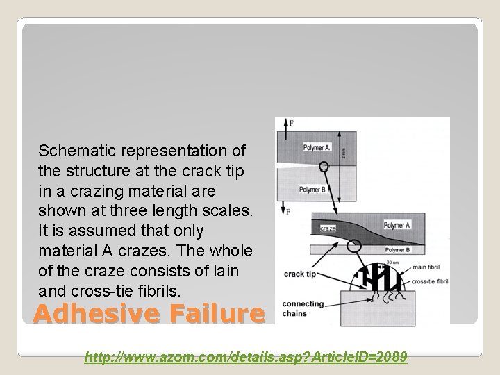 Schematic representation of the structure at the crack tip in a crazing material are