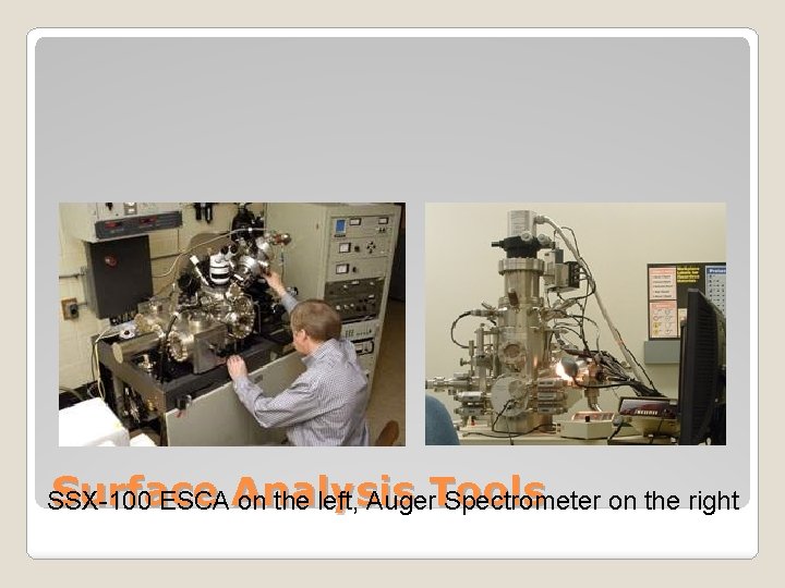 Surface SSX-100 ESCA Analysis on the left, Auger. Tools Spectrometer on the right 