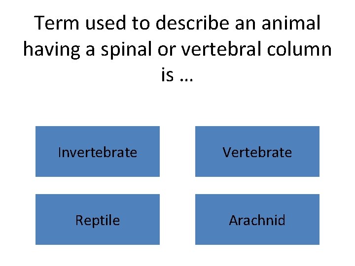 Term used to describe an animal having a spinal or vertebral column is …