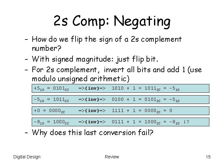 2 s Comp: Negating – How do we flip the sign of a 2