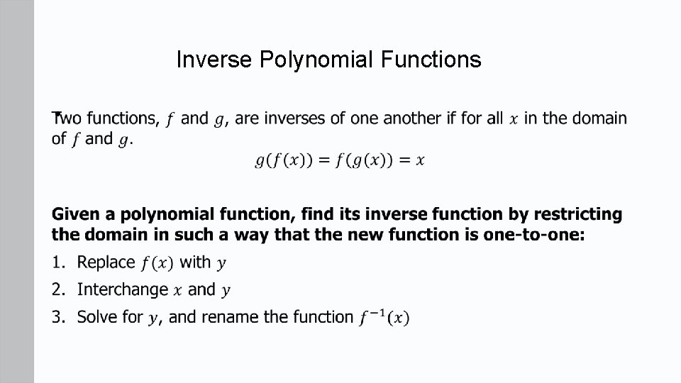 Inverse Polynomial Functions • 