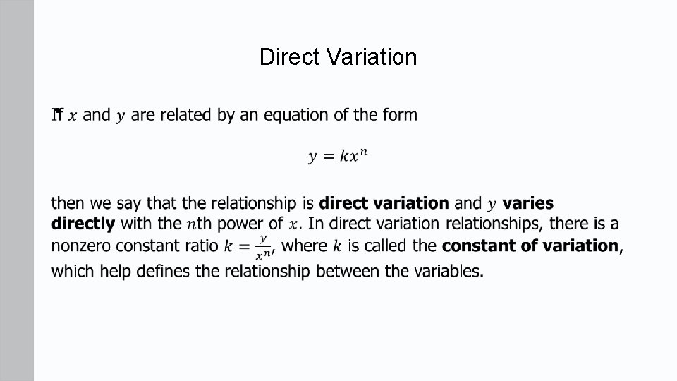 Direct Variation • 