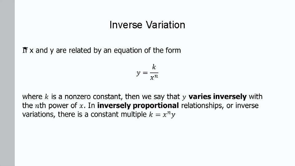 Inverse Variation • 