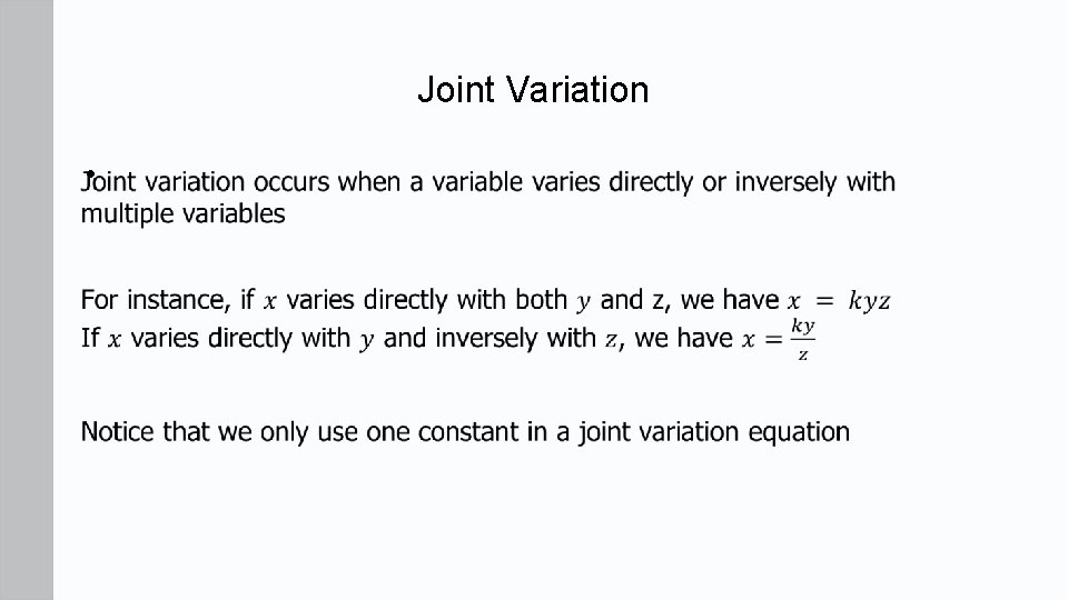 Joint Variation • 