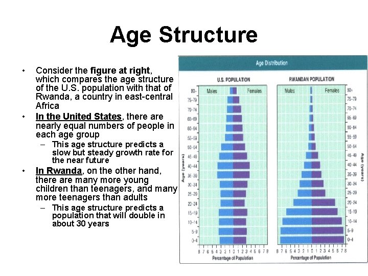 Age Structure • • Consider the figure at right, which compares the age structure