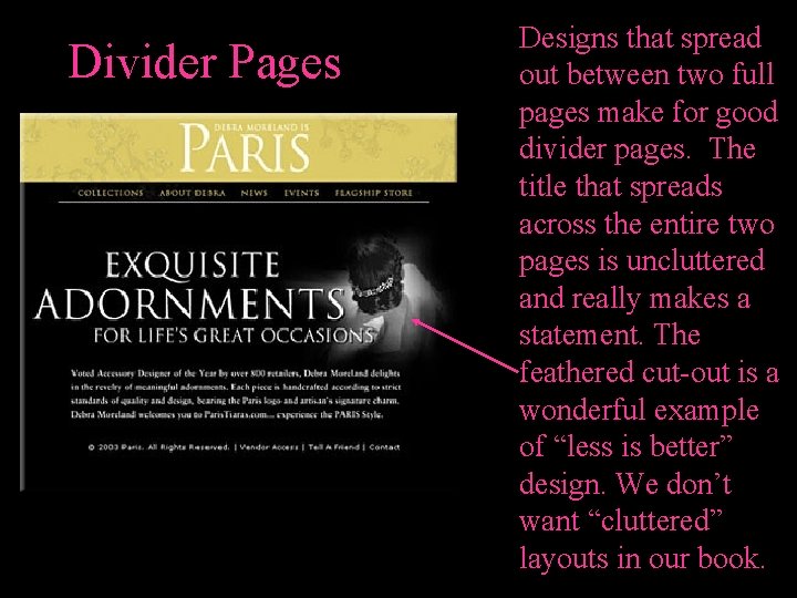 Divider Pages Designs that spread out between two full pages make for good divider