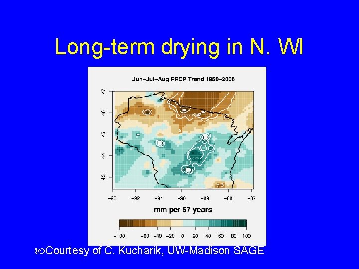 Long-term drying in N. WI Courtesy of C. Kucharik, UW-Madison SAGE 