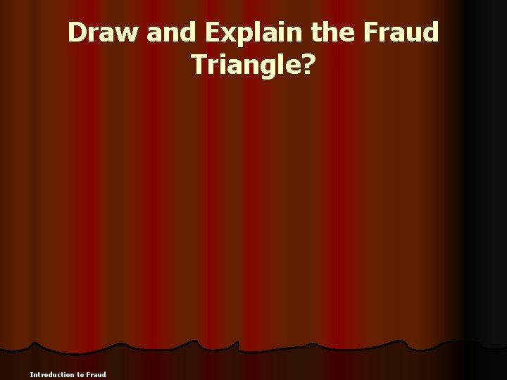 Draw and Explain the Fraud Triangle? Introduction to Fraud 