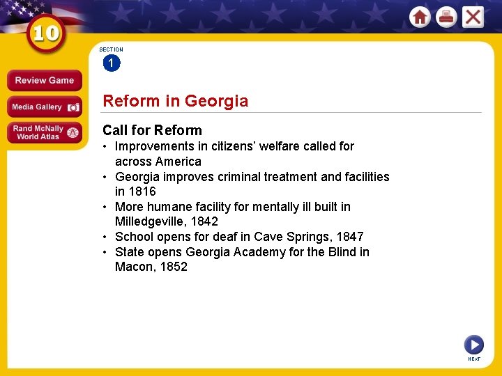 SECTION 1 Reform in Georgia Call for Reform • Improvements in citizens’ welfare called