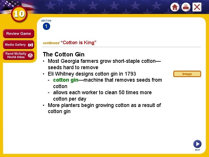 SECTION 1 continued “Cotton is King” The Cotton Gin • Most Georgia farmers grow