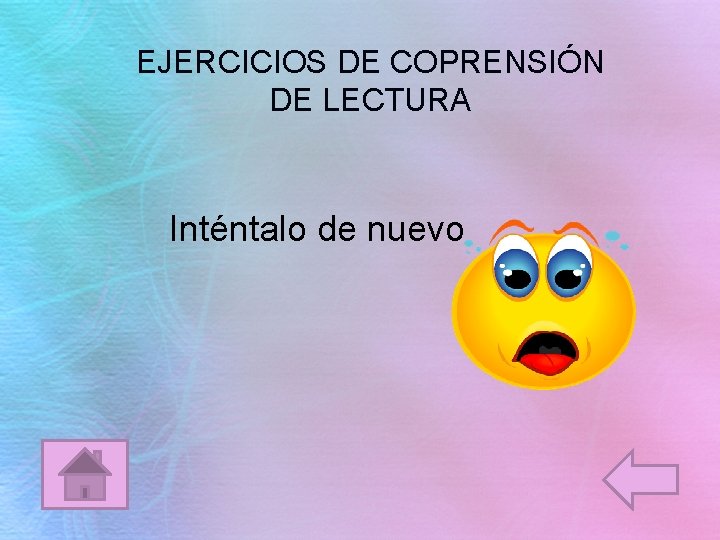 EJERCICIOS DE COPRENSIÓN DE LECTURA Inténtalo de nuevo 