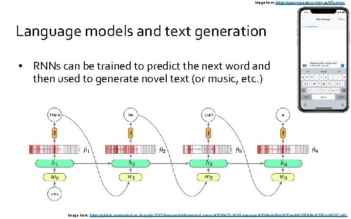Image from: https: //support. apple. com/en-us/HT 207525 Language models and text generation • RNNs