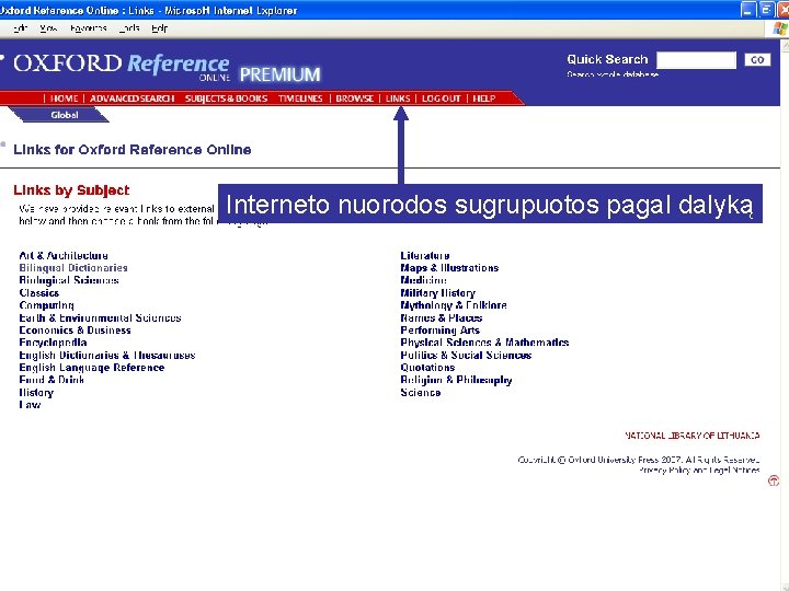 Interneto nuorodos sugrupuotos pagal dalyką 