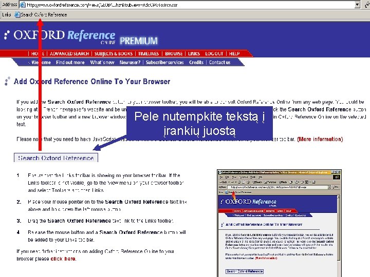 Pele nutempkite tekstą į įrankių juostą 