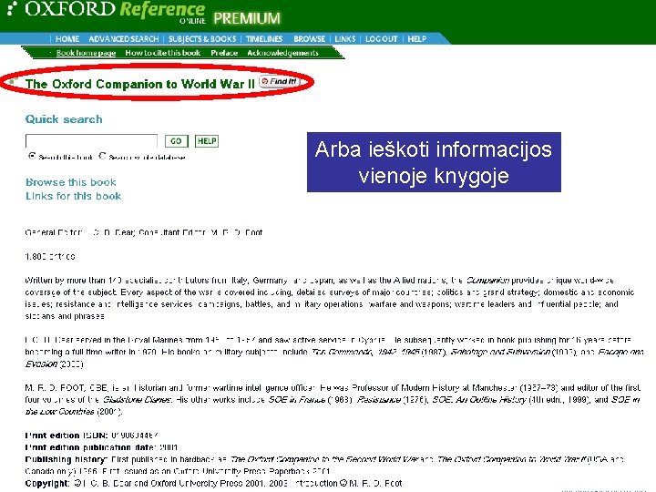 O Arba ieškoti informacijos vienoje knygoje 