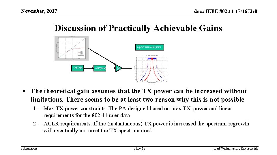 November, 2017 doc. : IEEE 802. 11 -17/1673 r 0 Discussion of Practically Achievable