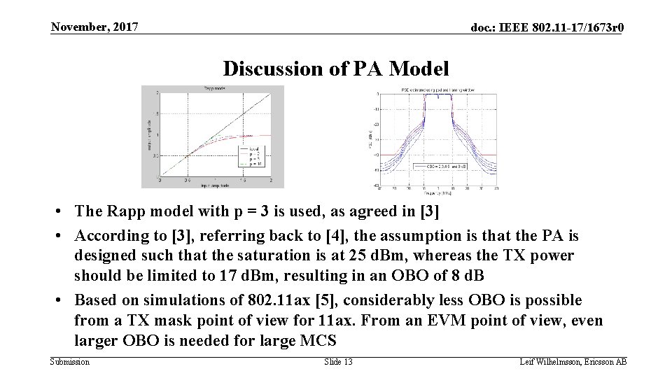 November, 2017 doc. : IEEE 802. 11 -17/1673 r 0 Discussion of PA Model