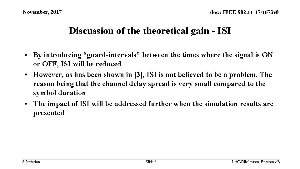 November, 2017 doc. : IEEE 802. 11 -17/1673 r 0 Discussion of theoretical gain