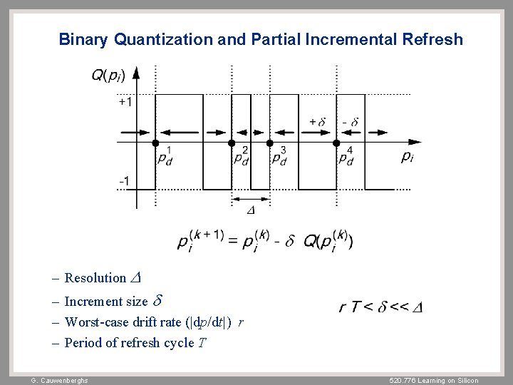 Binary Quantization and Partial Incremental Refresh – Resolution D – Increment size d –