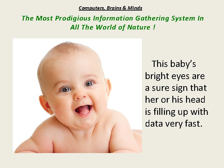 Computers, Brains & Minds The Most Prodigious Information Gathering System In All The World