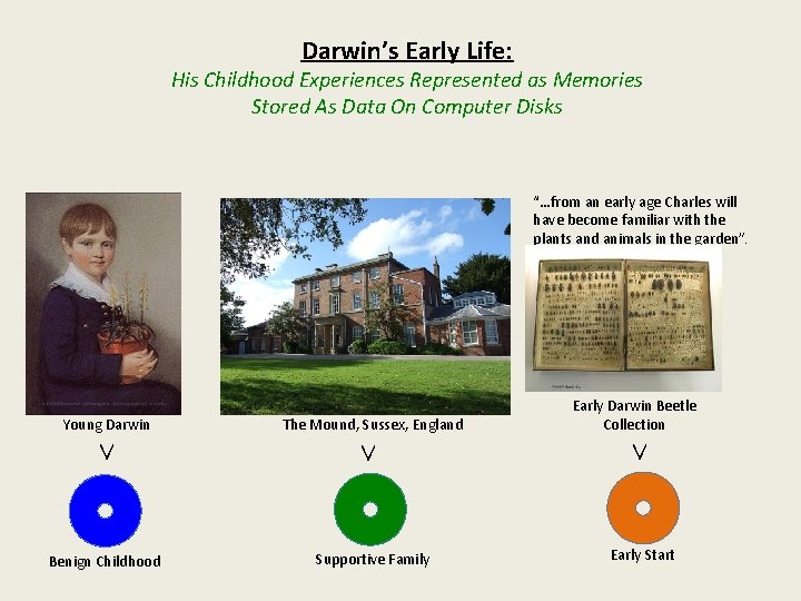 Darwin’s Early Life: His Childhood Experiences Represented as Memories Stored As Data On Computer