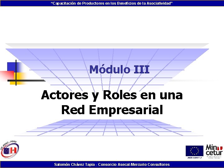 “Capacitación de Productores en los Beneficios de la Asociatividad” Módulo III Actores y Roles