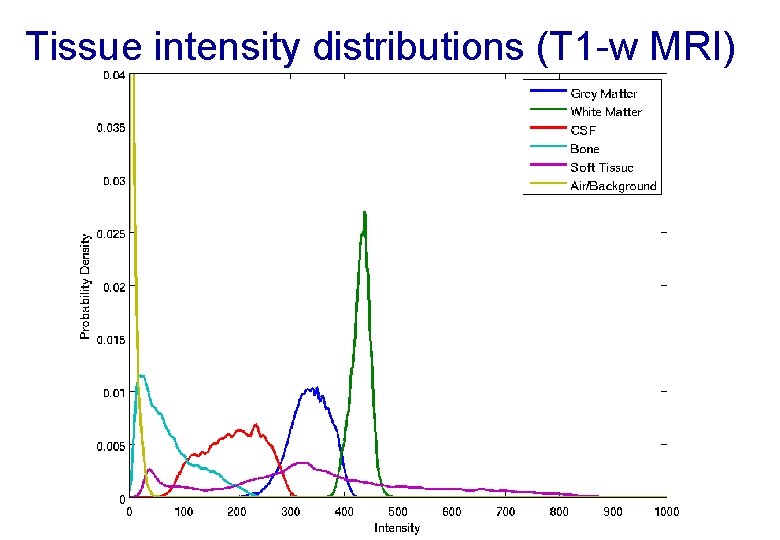 Tissue intensity distributions (T 1 -w MRI) 