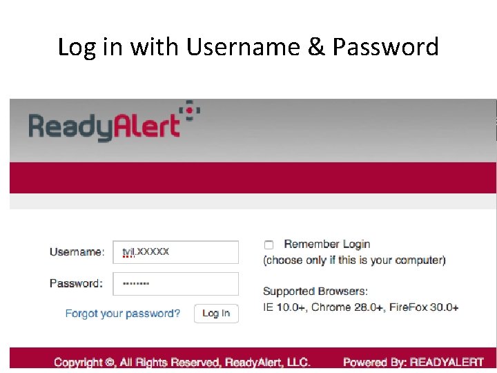 Log in with Username & Password 