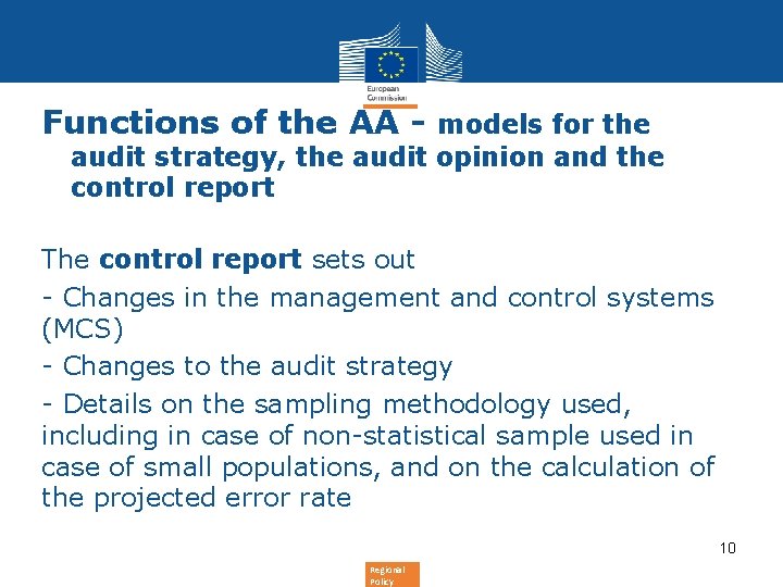 Functions of the AA - models for the audit strategy, the audit opinion and