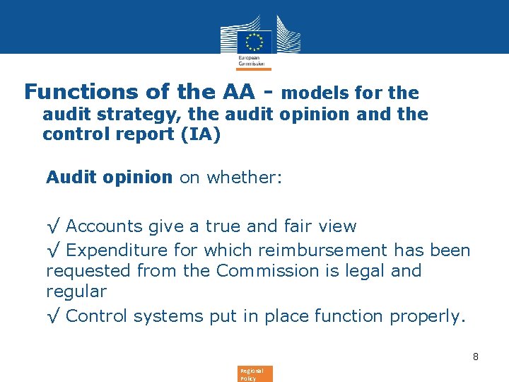 Functions of the AA - models for the audit strategy, the audit opinion and
