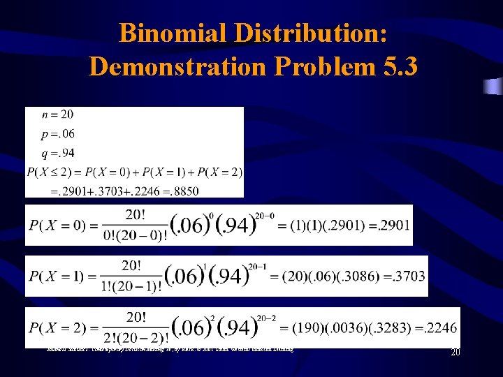 Binomial Distribution: Demonstration Problem 5. 3 Business Statistics: Contemporary Decision Making, 3 e, by