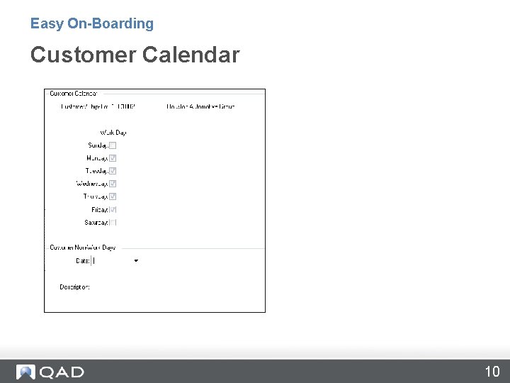Easy On-Boarding Customer Calendar 10 