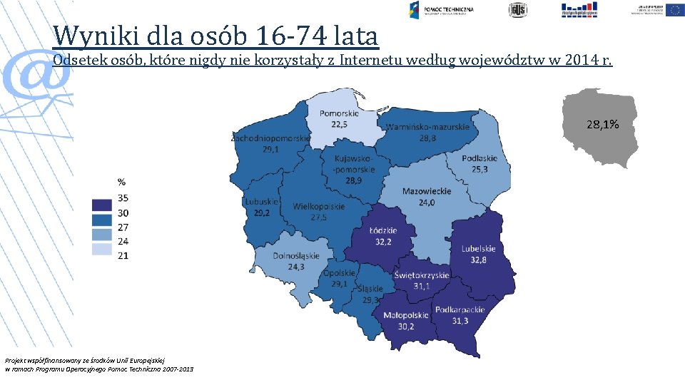 Wyniki dla osób 16 -74 lata Odsetek osób, które nigdy nie korzystały z Internetu