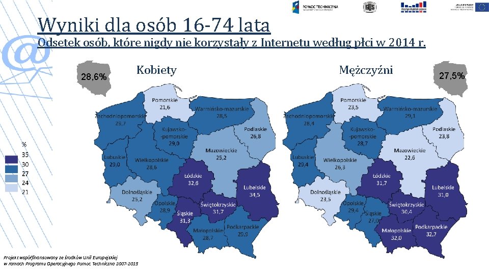 Wyniki dla osób 16 -74 lata Odsetek osób, które nigdy nie korzystały z Internetu