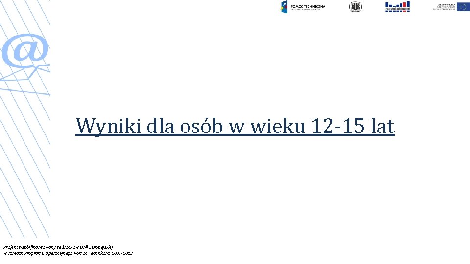 Wyniki dla osób w wieku 12 -15 lat Projekt współfinansowany ze środków Unii Europejskiej